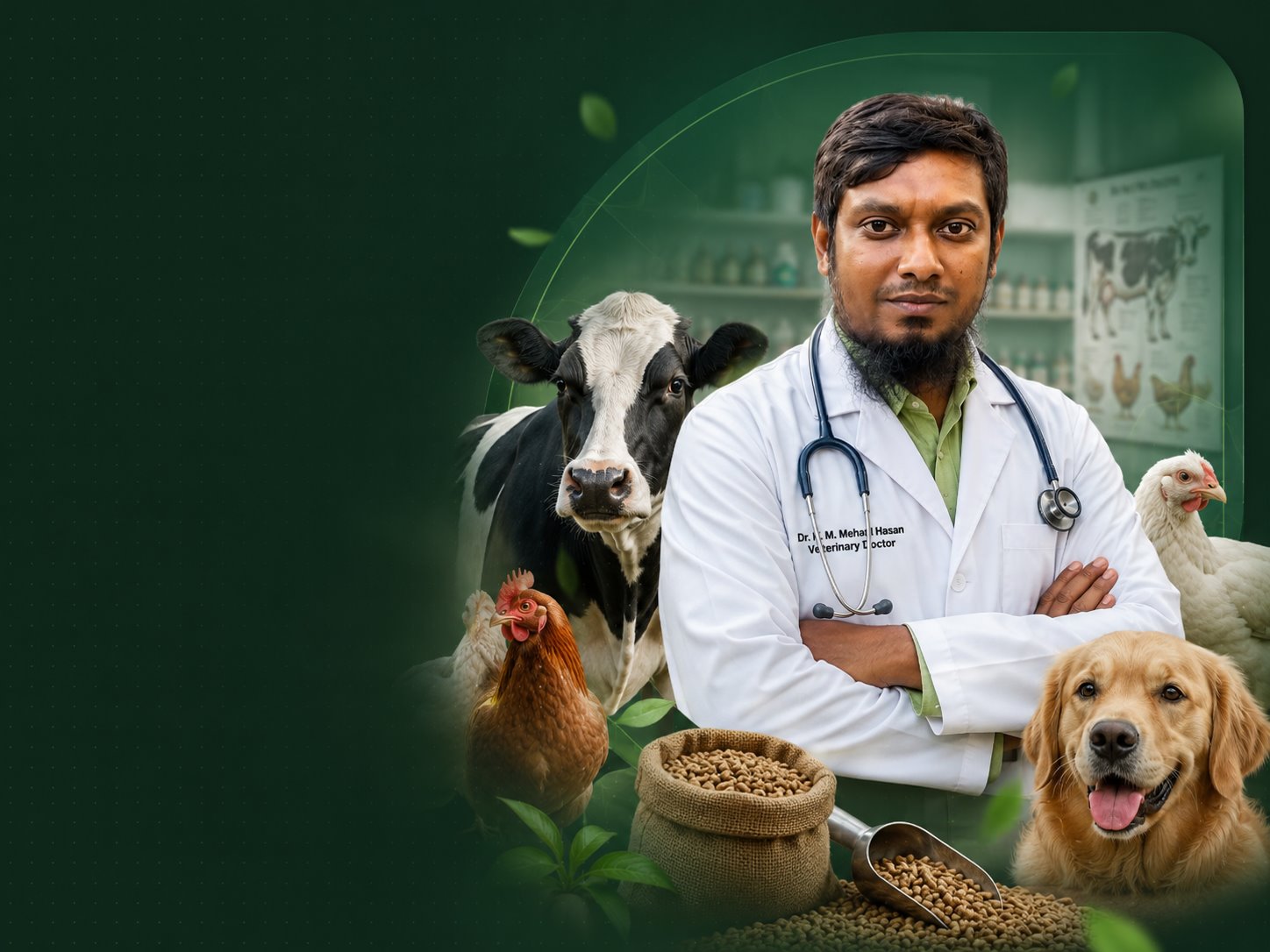 Veterinary consultant with poultry and livestock